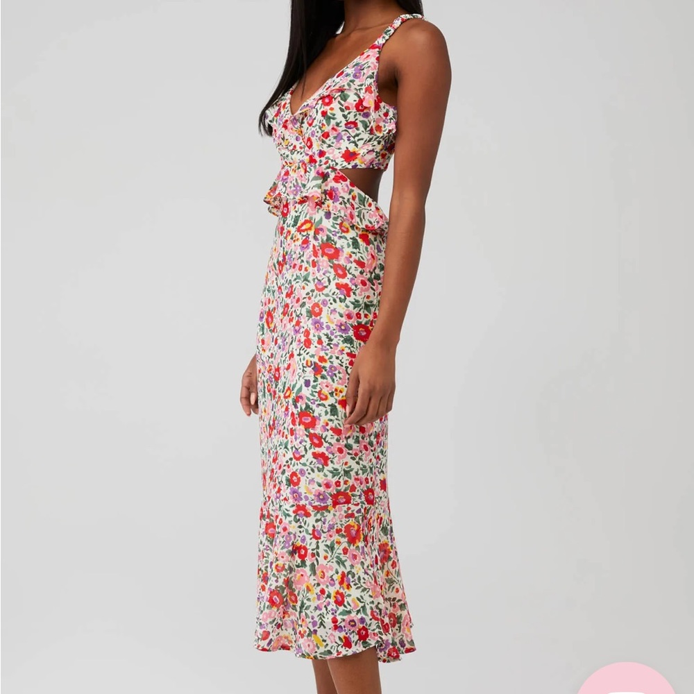 Wildflower Ruffle Cutout Midi Dress